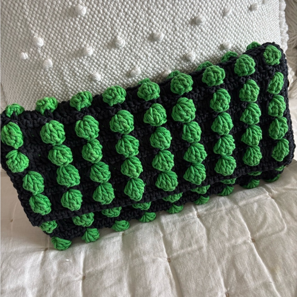 Clare V Green and Black Crochet Clutch - brand new with tags!